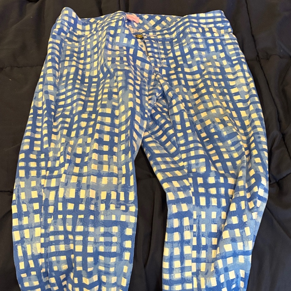 Lilly Pulitzer Blue and Yellow Cropped Pants
